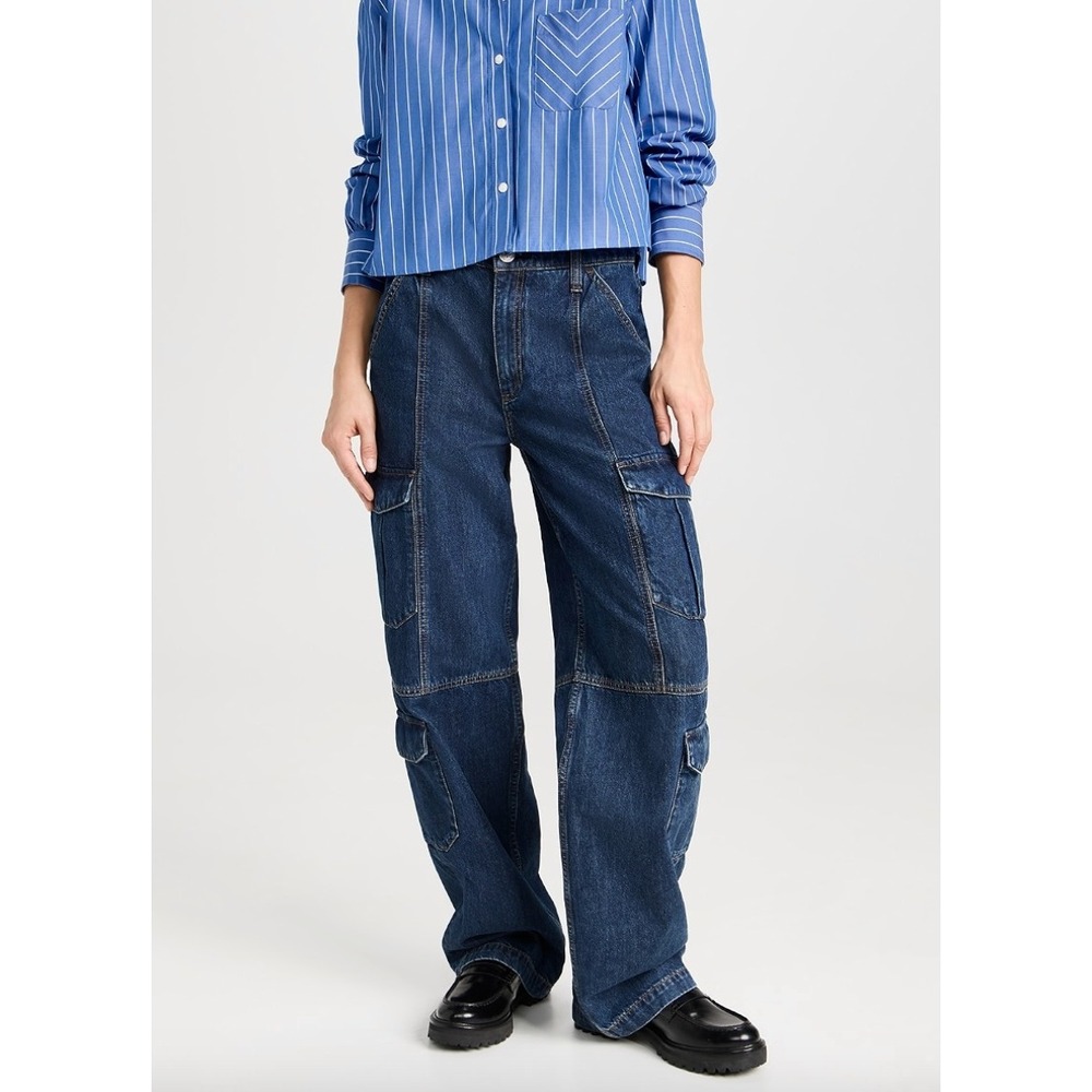 RAG & BONE Cailyn Cargo Wide Leg Utility Jeans in Ari - Picture 2 of 14